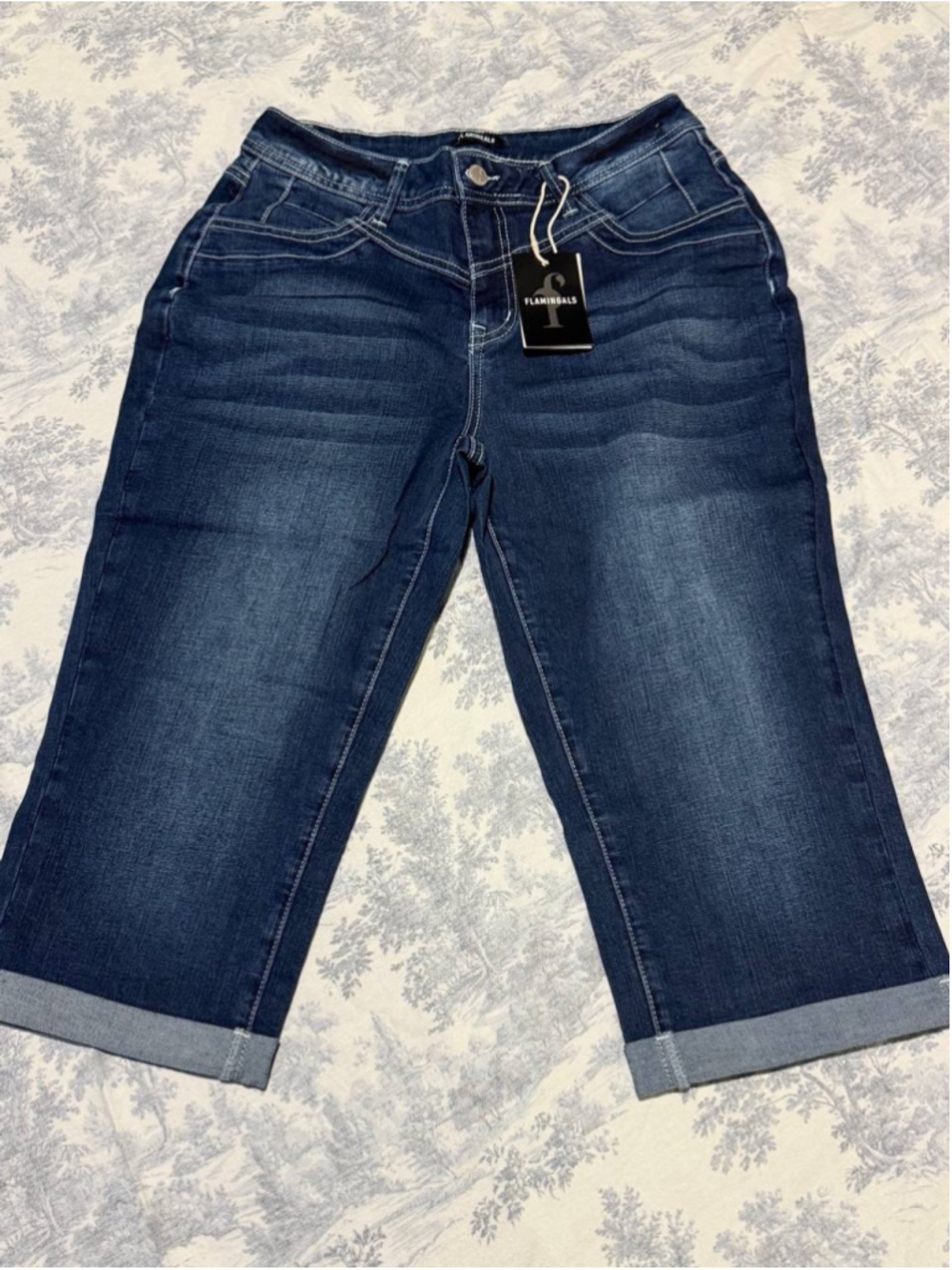 Flamingals Women's Denim Capri Jeans for Women Mid Rise Skinny Capri Pants M